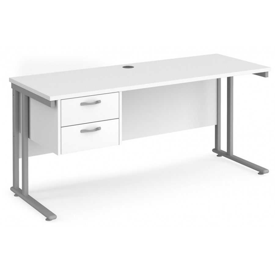 Maestro Cantilever Leg Straight Desk with Two Drawer Pedestal